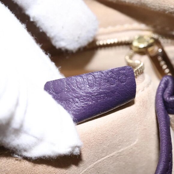 CELINE Shoulder Bag Leather Purple Gold Auth EC729AV - Picture 11 of 15